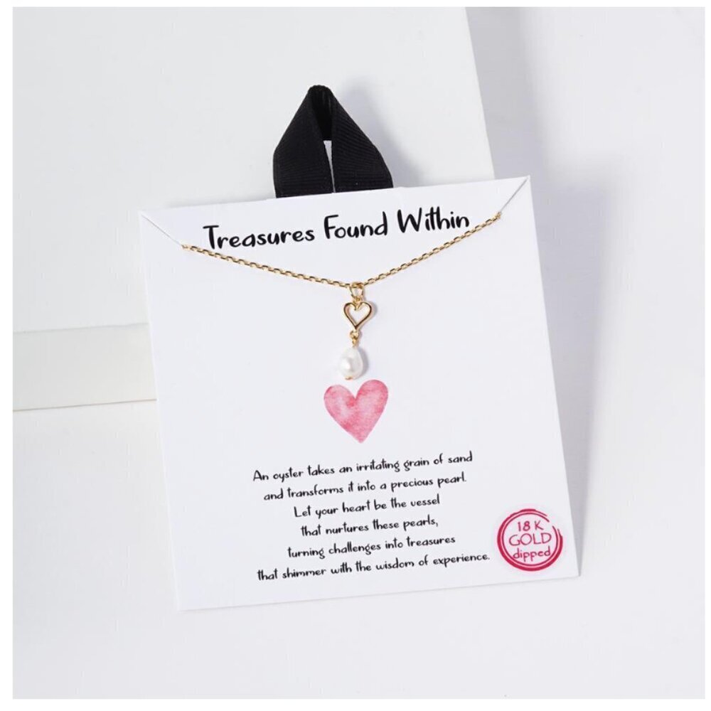 158. Treasures Found Within 18K Gold Dipped Necklace with Pearl Detail